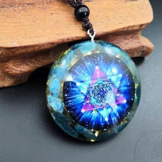 Spica Blue Handmade Orgonite Natural Crystal Healing Necklace Pendant