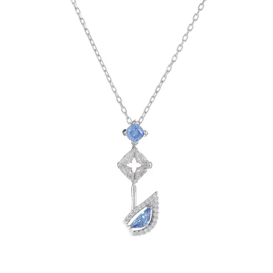 Oceanic Blue CZ  Elegant Eye-Catching Luxe  Necklace