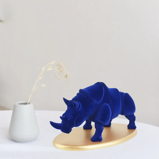 Abyssinia Blue Rhinoceros  Velvet Home Decor Statue