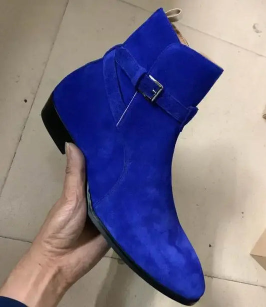 Manny Karlvitz Celeb Blue Suede Top Leather Boots